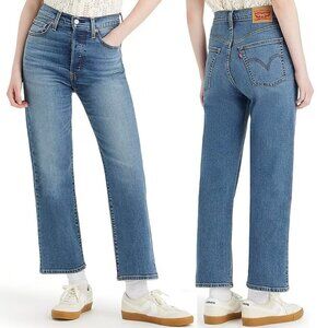 Levi's Ribcage Straight Ankle Jeans 30 x 27 High Waist Elevated Taste Blue Denim